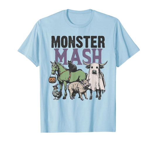 Monster Mash Country Halloween Farm Animal Horse Ghost Cow T-Shirt