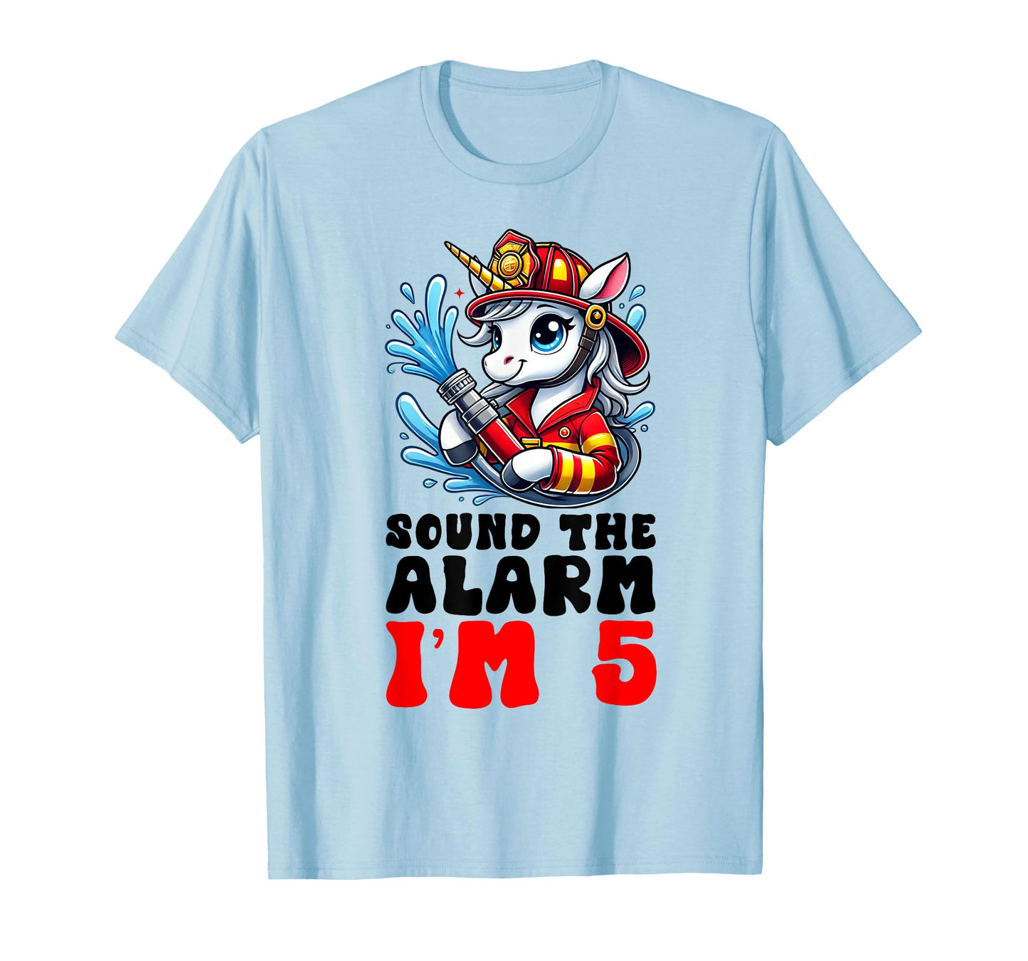 Unicorn Firefighter Fireman Kids 5th Birthday 5 Year Old T-Shirt