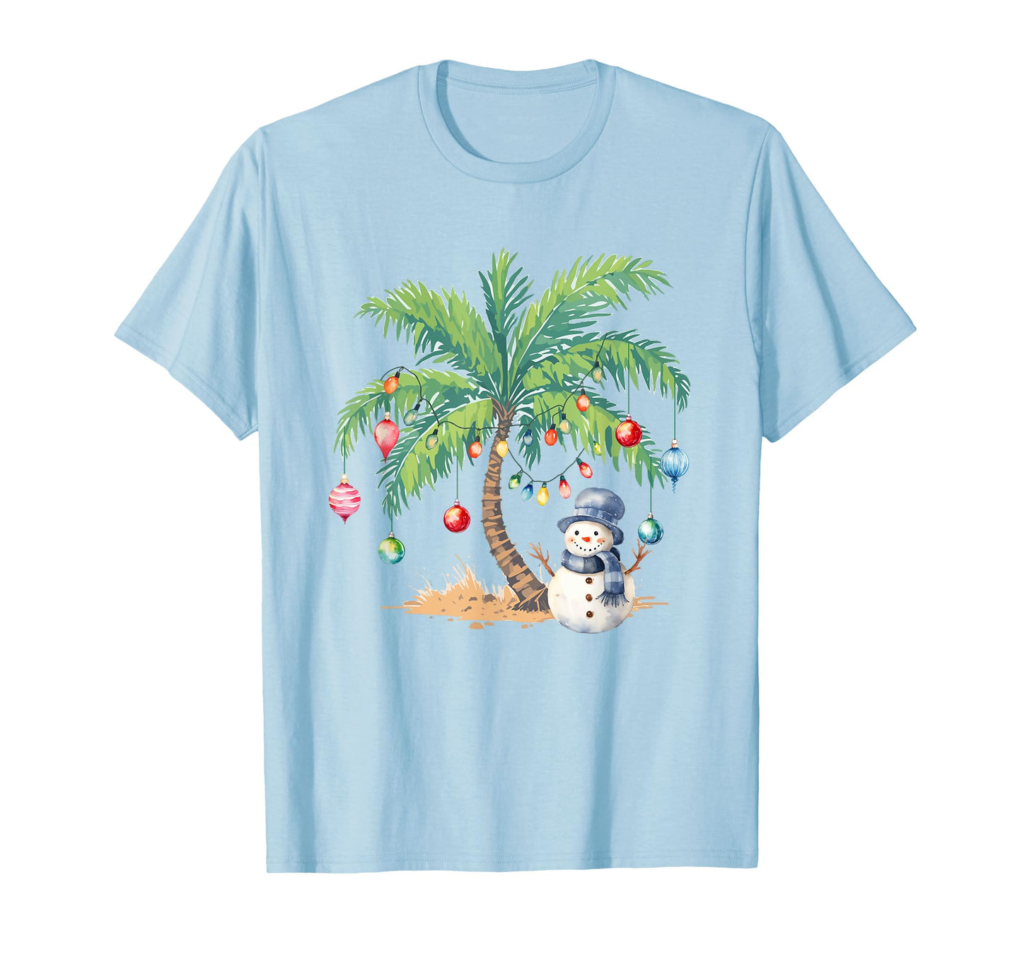Vintage Palm Tree Snowman Tropical Christmas Deck The Palms T-Shirt