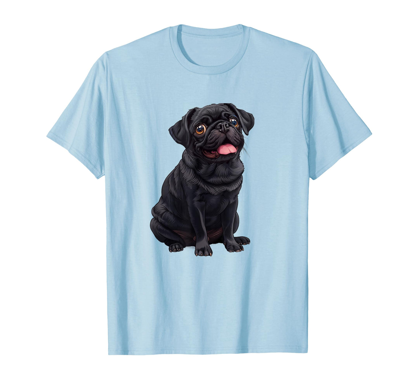 Funny Mens Womens & Kids Happy Panting Black Pug Lover T-Shirt