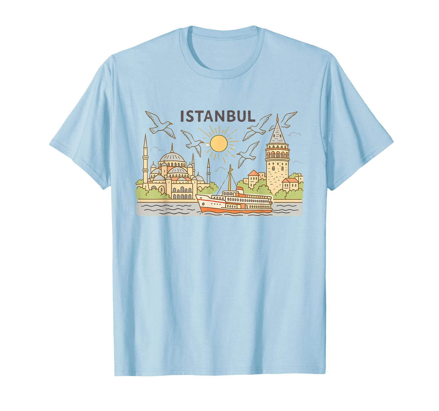 Istanbul Skyline Art Graphic Tee Turkey Travel Souvenir T-Shirt