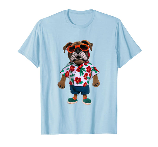 Bulldog Wearing A Hawaiian Shirt T-Shirt