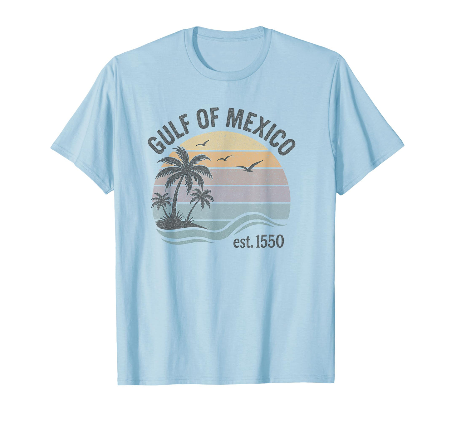 Gulf of Mexico Est. 1550 Pastel Retro Beach Sunset T-Shirt