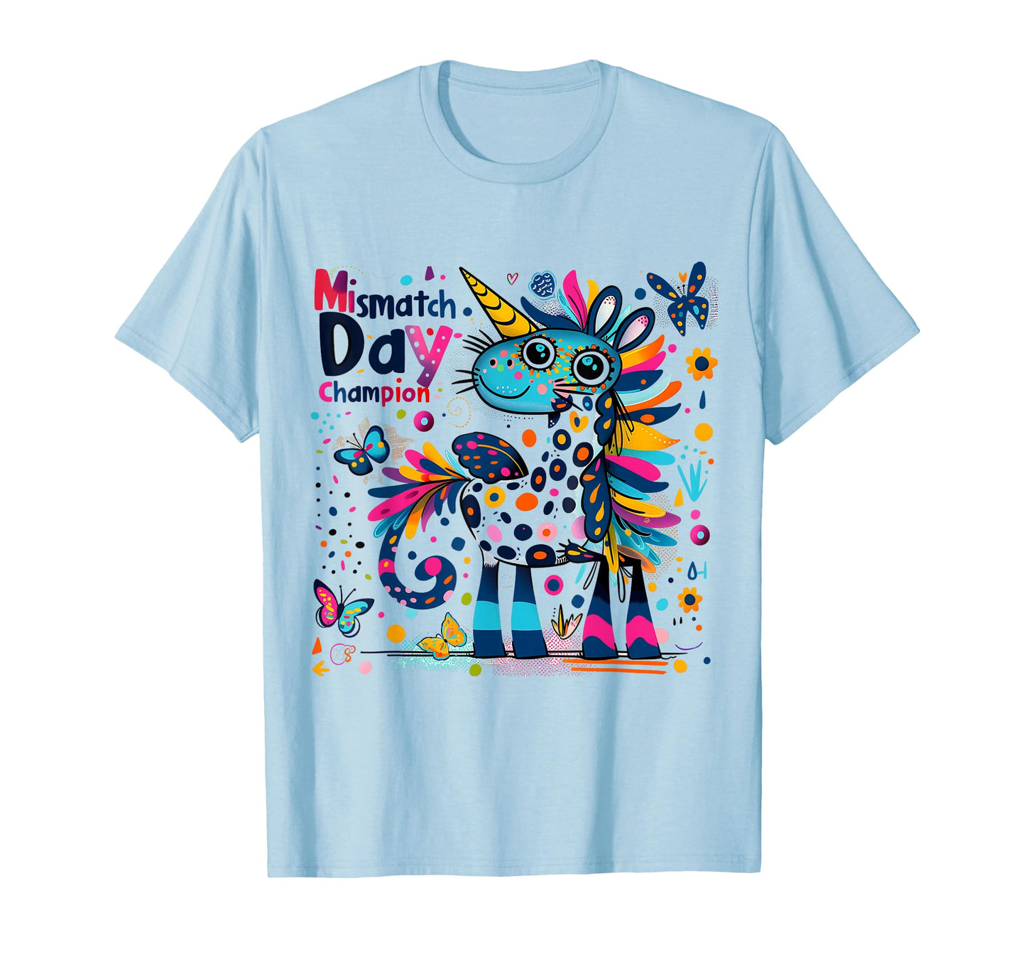 Mismatch Day Champion Funny Colorful Unicorn School Outfit T-Shirt