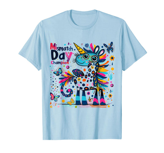 Mismatch Day Champion Funny Colorful Unicorn School Outfit T-Shirt
