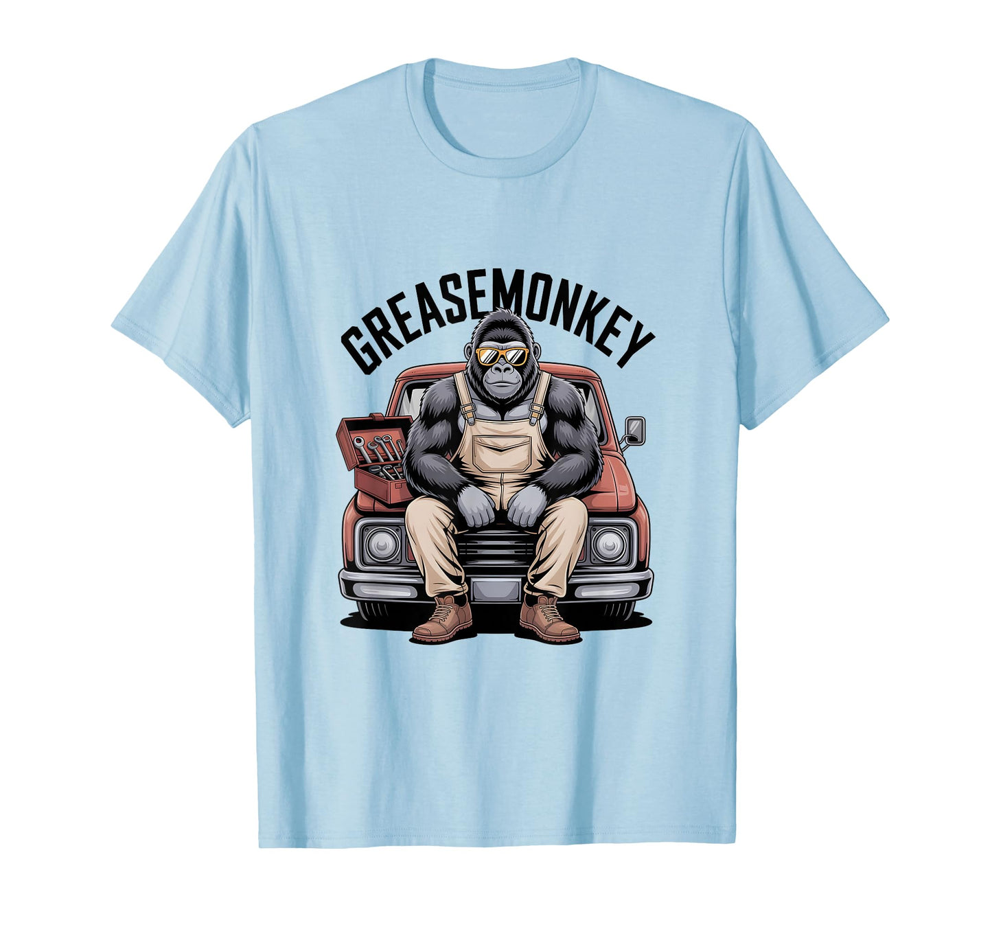 Greasemonkey Gorilla Retro Mechanic Garage Monkey Graphic T-Shirt