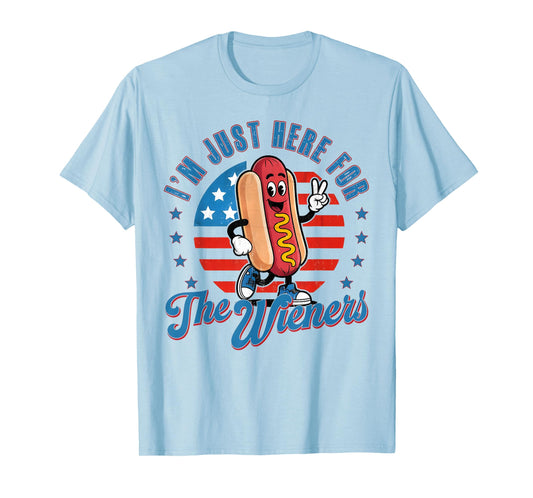 Retro I'm Just Here For The Wieners Hot Dog 4th of July Men Women T-Shirt