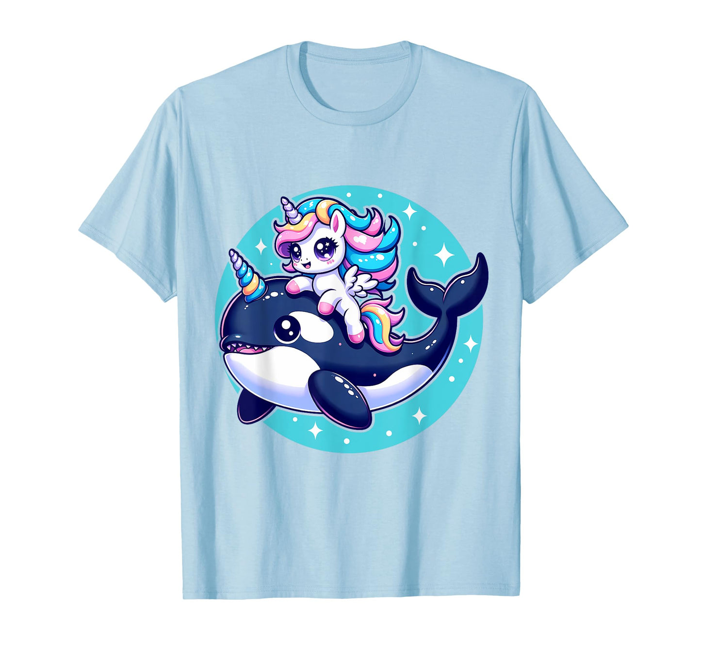 Cute Unicorn Riding Orca Killer Whale Lover Girls Kids T-Shirt