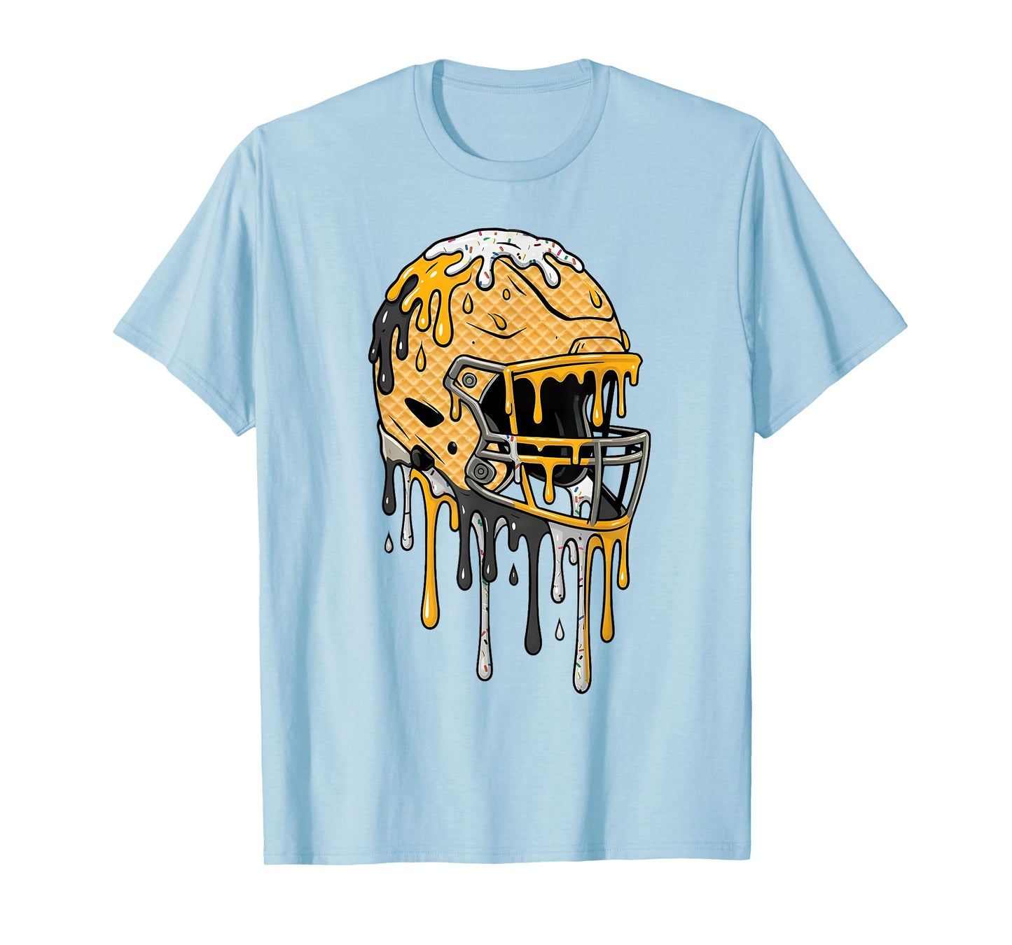 Football Helmet Black and Gold Ice Cream Drip Boys Kids T-Shirt