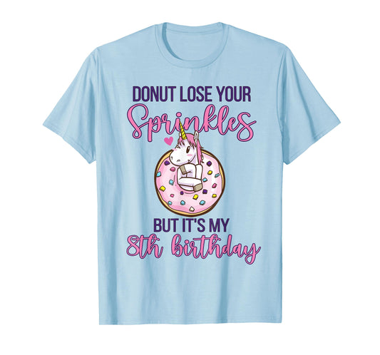 8th Donut Birthday Party Unicorn Eight Year Old Sweet Girl T-Shirt