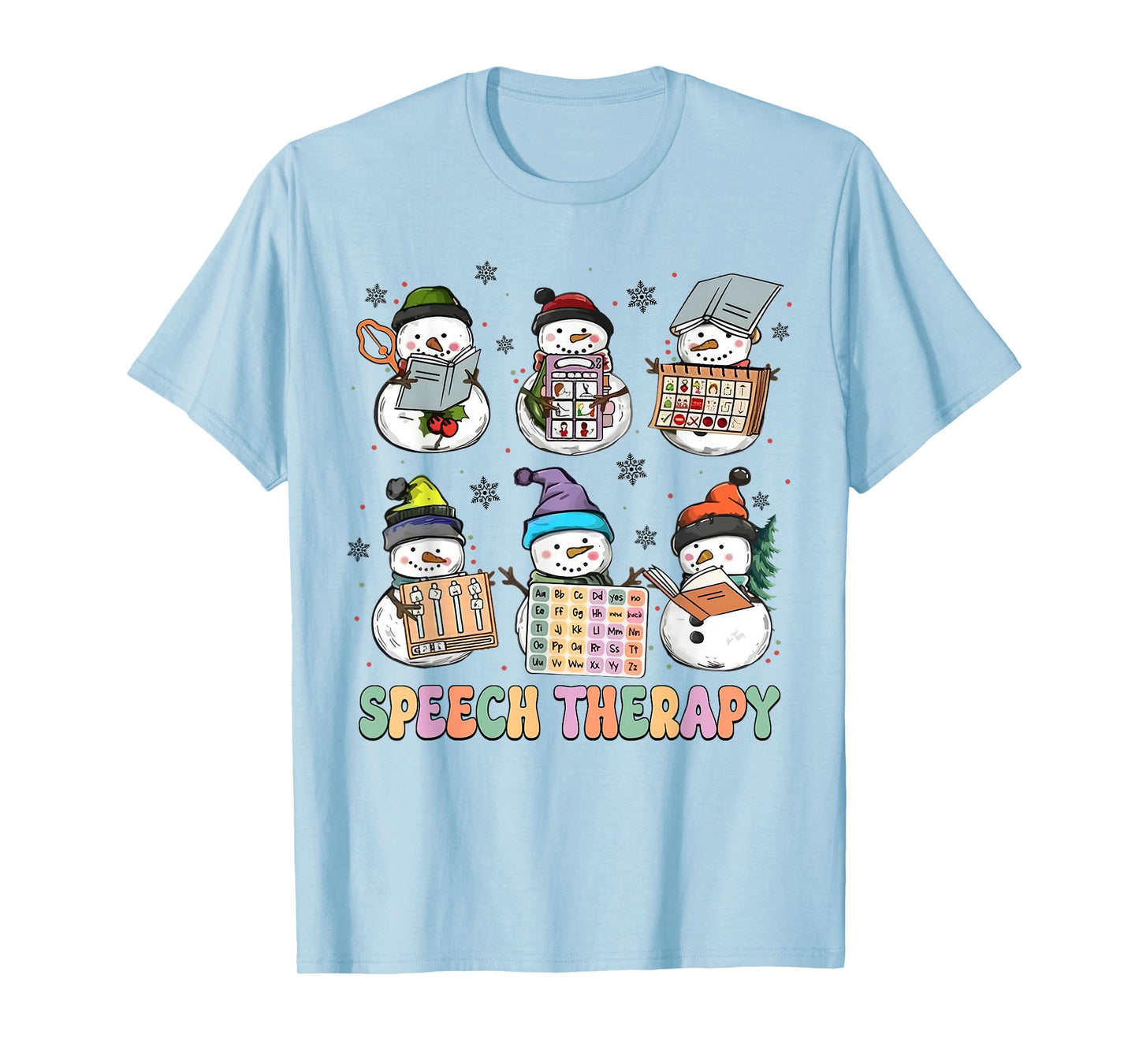 Cute Speech Therapy Christmas Snowman SLP Speech Pathologist T-Shirt