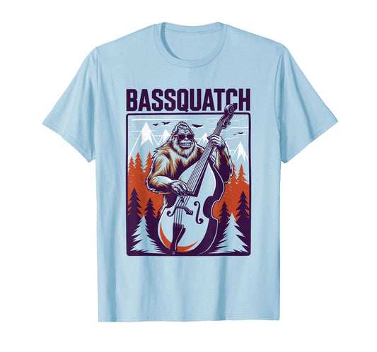 C.J.'s Sasquatch Bigfoot Double Bass Fiddle Gifts Bassquatch Bigfoot Double Bass Fiddle Upright Bass Sasquatch T-Shirt - Men's Yellow Small Classic Fit Crew Neck Short Sleeve Graphic T-Shirt