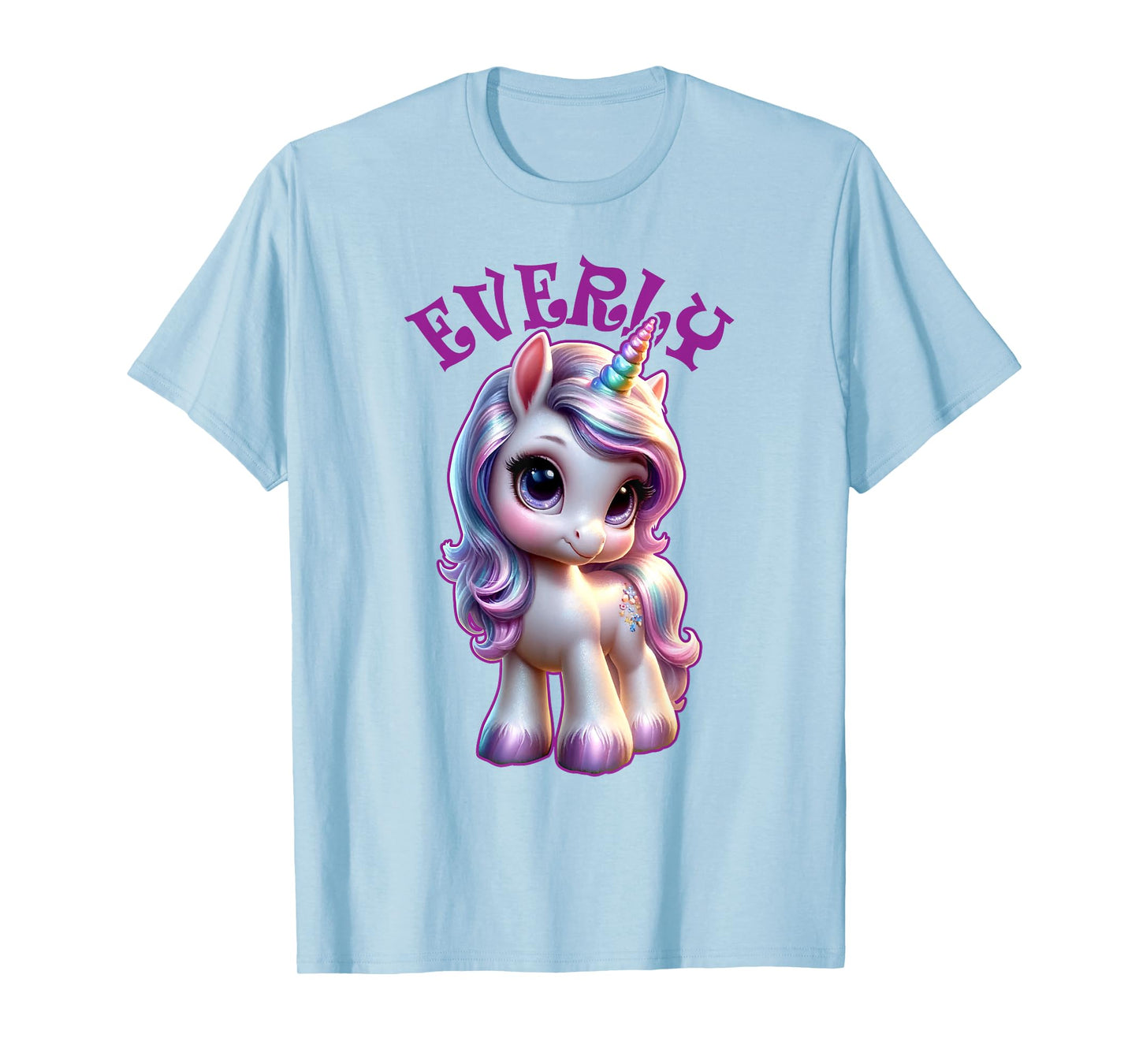 Everly Cute Unicorn Design for Girls Name Everly T-Shirt