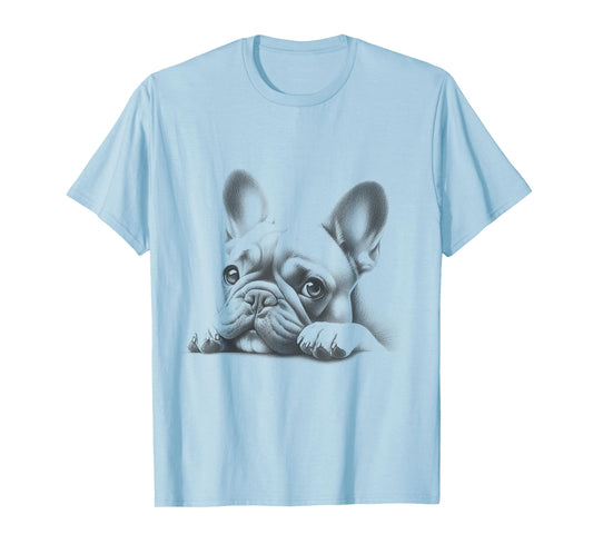 French Bulldog Peeking Frenchie Art Design For Men And Women T-Shirt