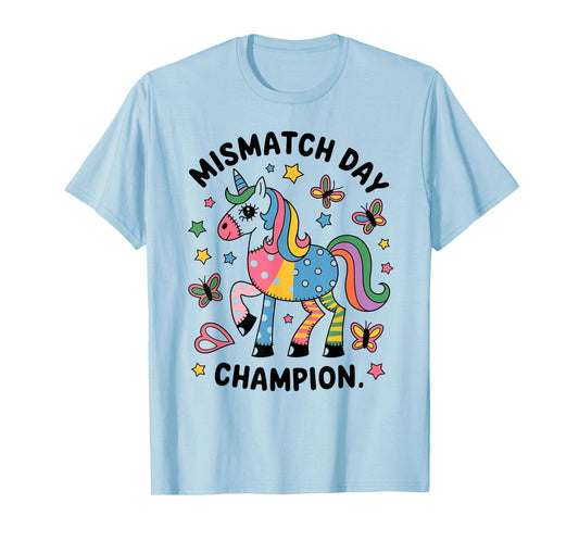 Mismatch Day Champion Funny Colorful Unicorn T-Shirt