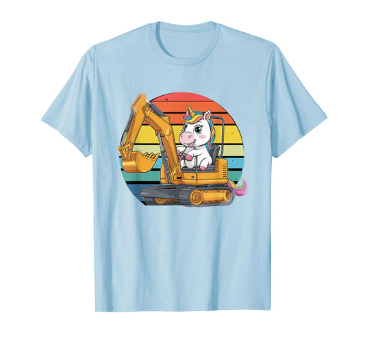 Retro Unicorn Excavator Operator Construction Excavators T-Shirt