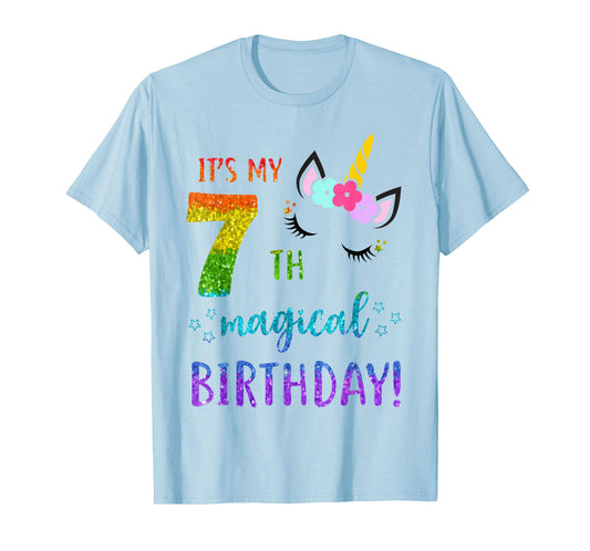 It's My Magical 7th Birthday Shirt 7 Years Old Bday Girl T-Shirt