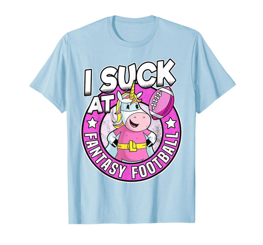 I Suck At Fantasy Football Loser Men Funny Vintage Unicorn T-Shirt