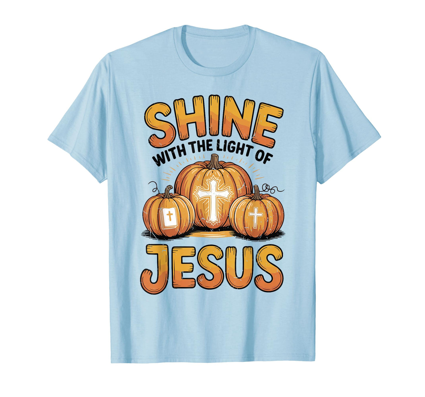 Kids Shine with The Light of Jesus Funny Christian Halloween T-Shirt