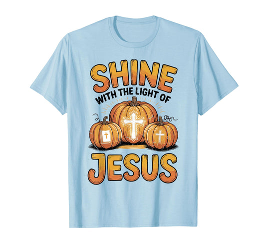 Kids Shine with The Light of Jesus Funny Christian Halloween T-Shirt