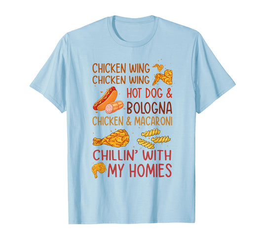 Chicken Wing Hot Dog Bologna Funny Fast Food Song Men Women Kids T-Shirt