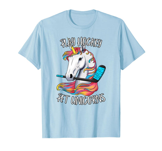Play Hockey Pet Unicorns Funny Kids Hockey Unicorn T-Shirt