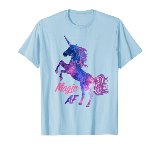 Unicorn Magic AF Stars Awesome Magical Creature Purple Pink T-Shirt