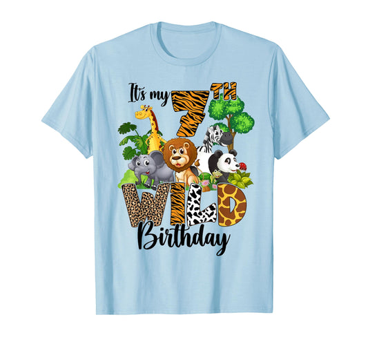 It's My 7th Birthday Zoo Theme Birthday Safari Jungle Animal T-Shirt