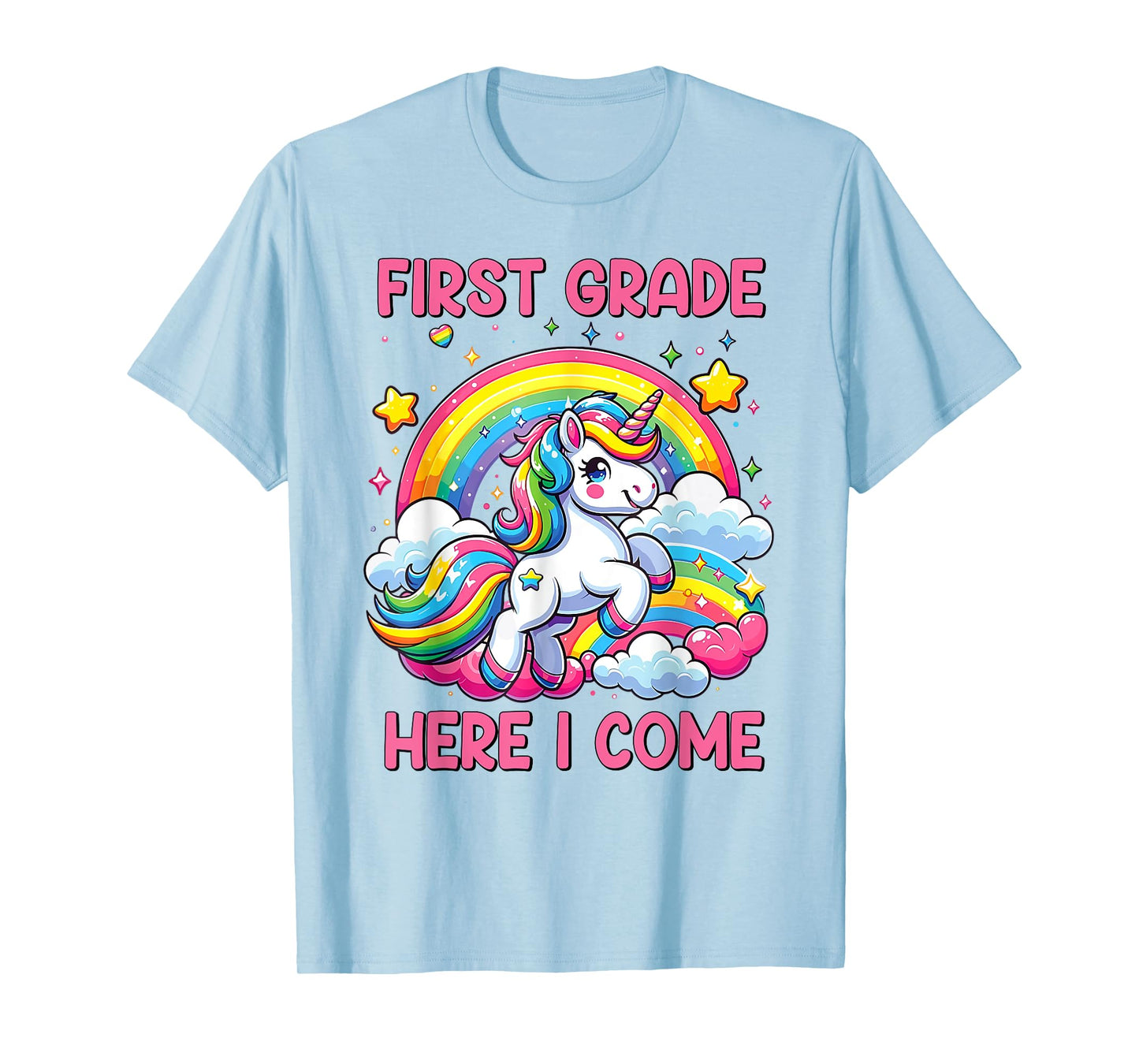 Unicorn First Grade Here I Come Back To School Girls Kids T-Shirt