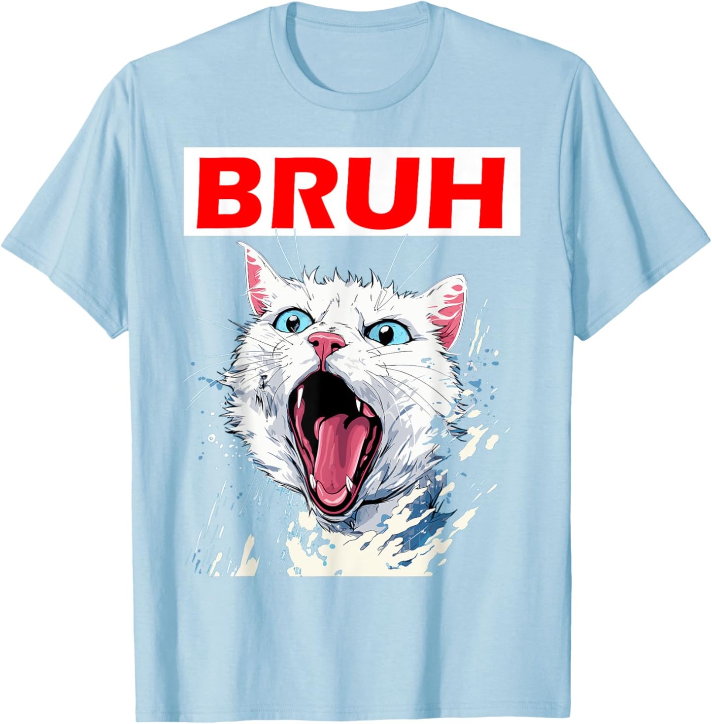 Funny Meme saying Bruh with Cat Greetings Teens Boys Men T-S T-Shirt