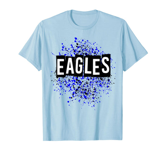 Splatter Dots Eagles School Spirit Blue Black T-Shirt