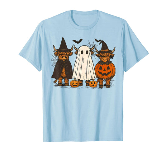 Halloween Highland Cow Witchy Cow Spooky Pumpkin Hello Fall T-Shirt