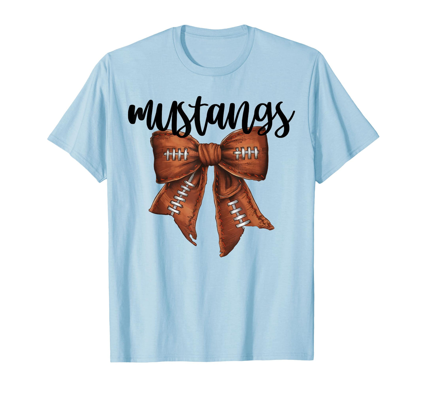 Mustangs Football Bow School Spirit Team Mascot Game Night T-Shirt