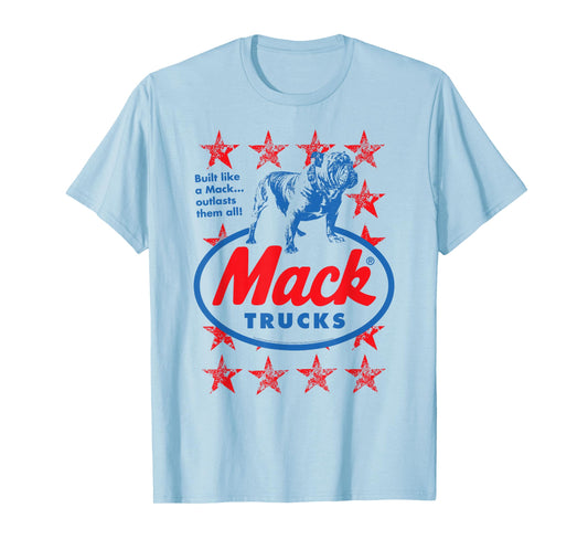 Mack Trucks Outlasts Them All Bulldog and Stars Trucker T-Shirt