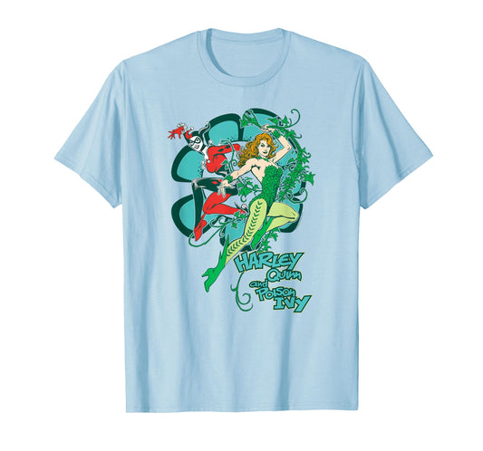 DC Comics Batman Harley and Ivy T-Shirt, Unisex-Adult, Green, Small