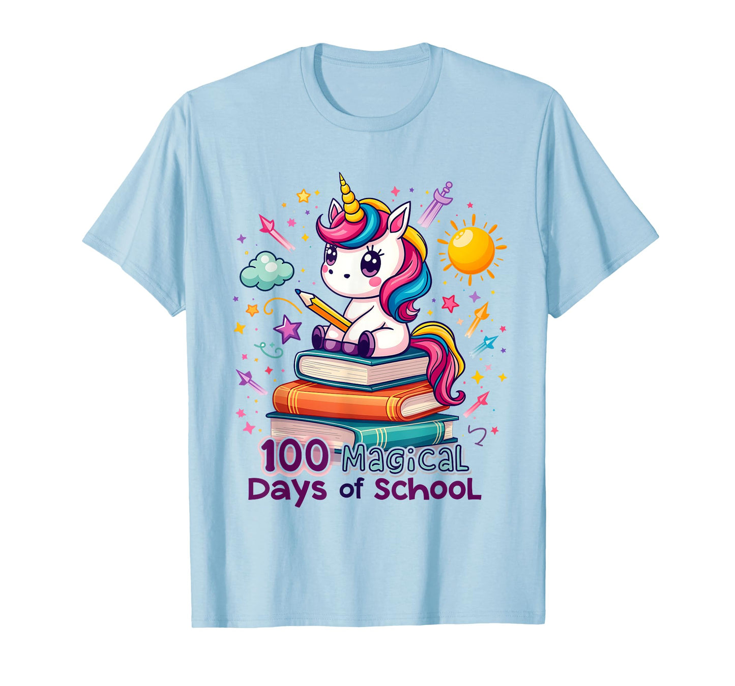100 Magical Days of School Funny Unicorn Student Teacher T-Shirt