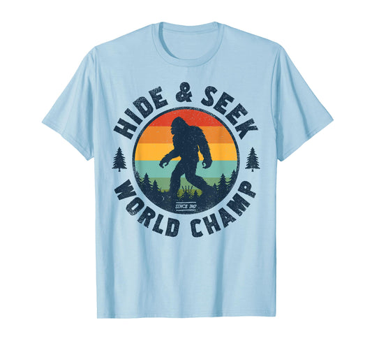 Bigfoot Hide And Seek World Champion Sasquatch Retro Vintage T-Shirt