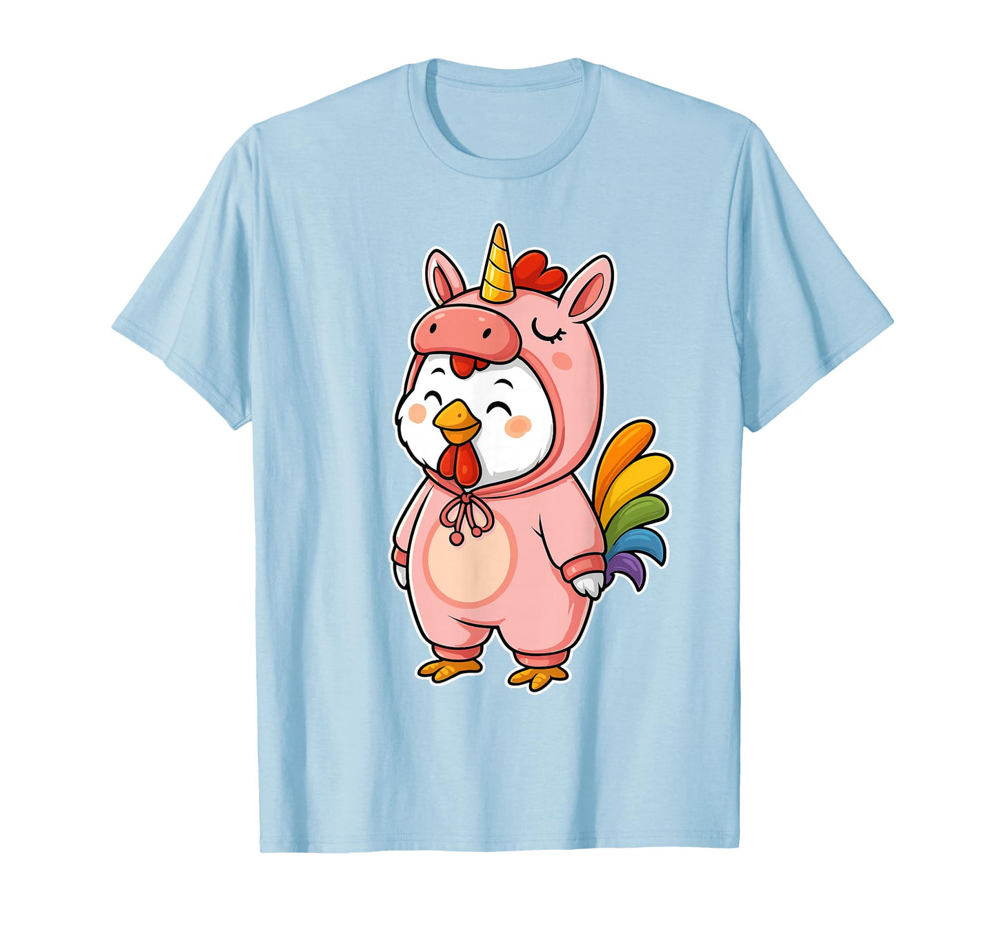 Kawaii Chicken In Unicorn Costume for Girls kids Chicken T-Shirt