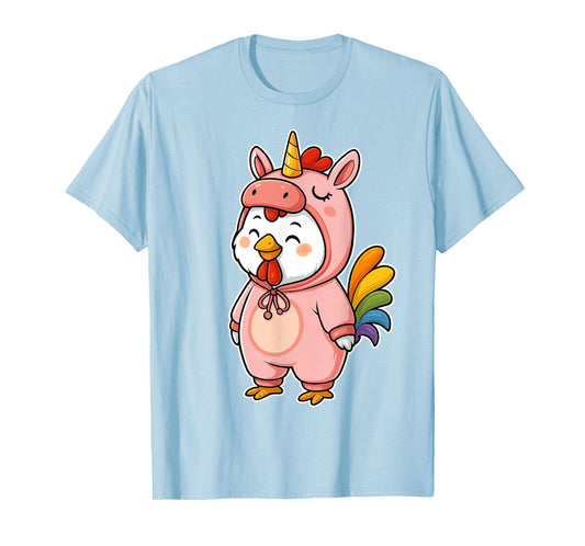 Kawaii Chicken In Unicorn Costume for Girls kids Chicken T-Shirt