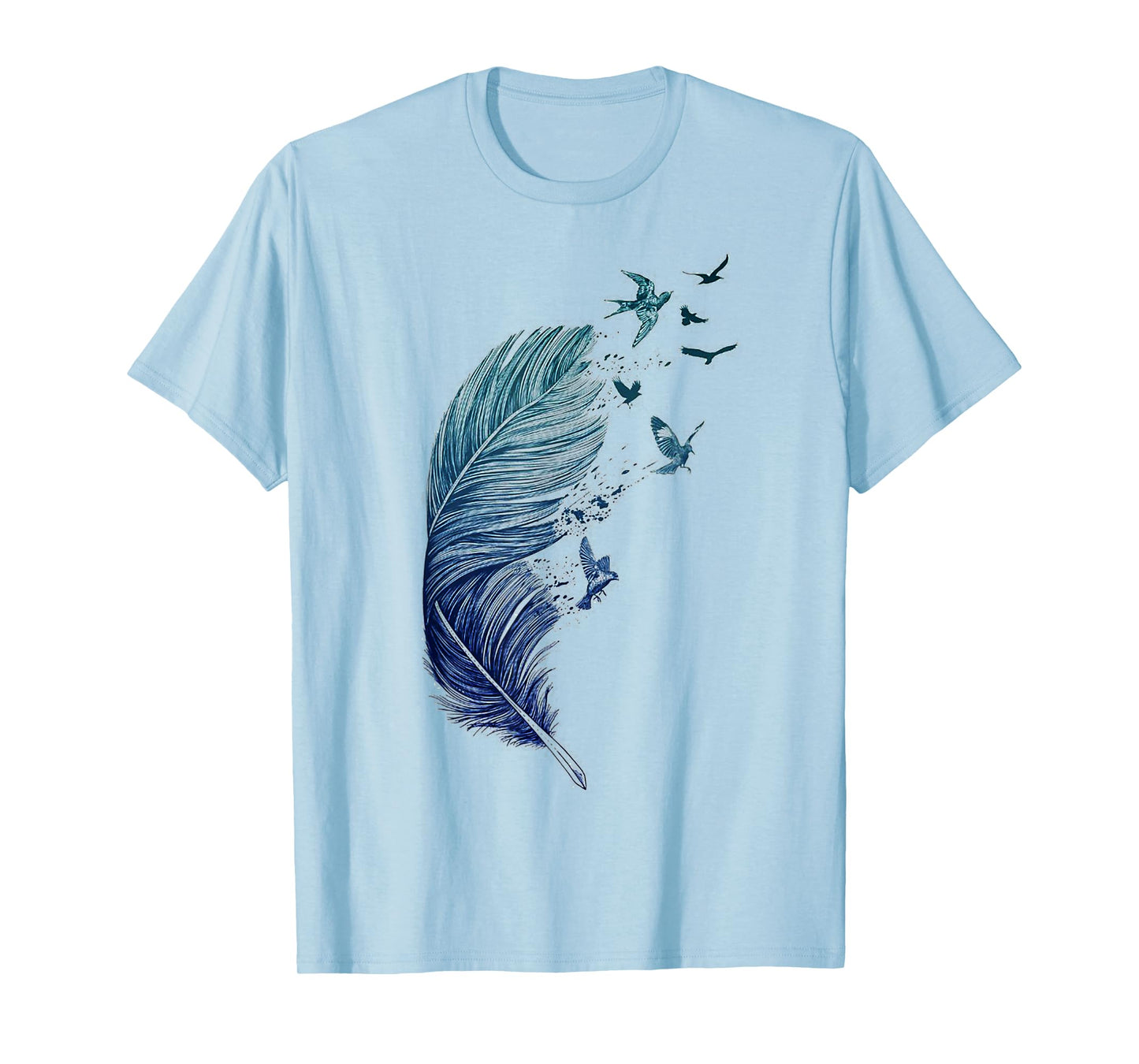 Flying Flock of Birds Feather Ink Art Bird Lovers T-Shirt