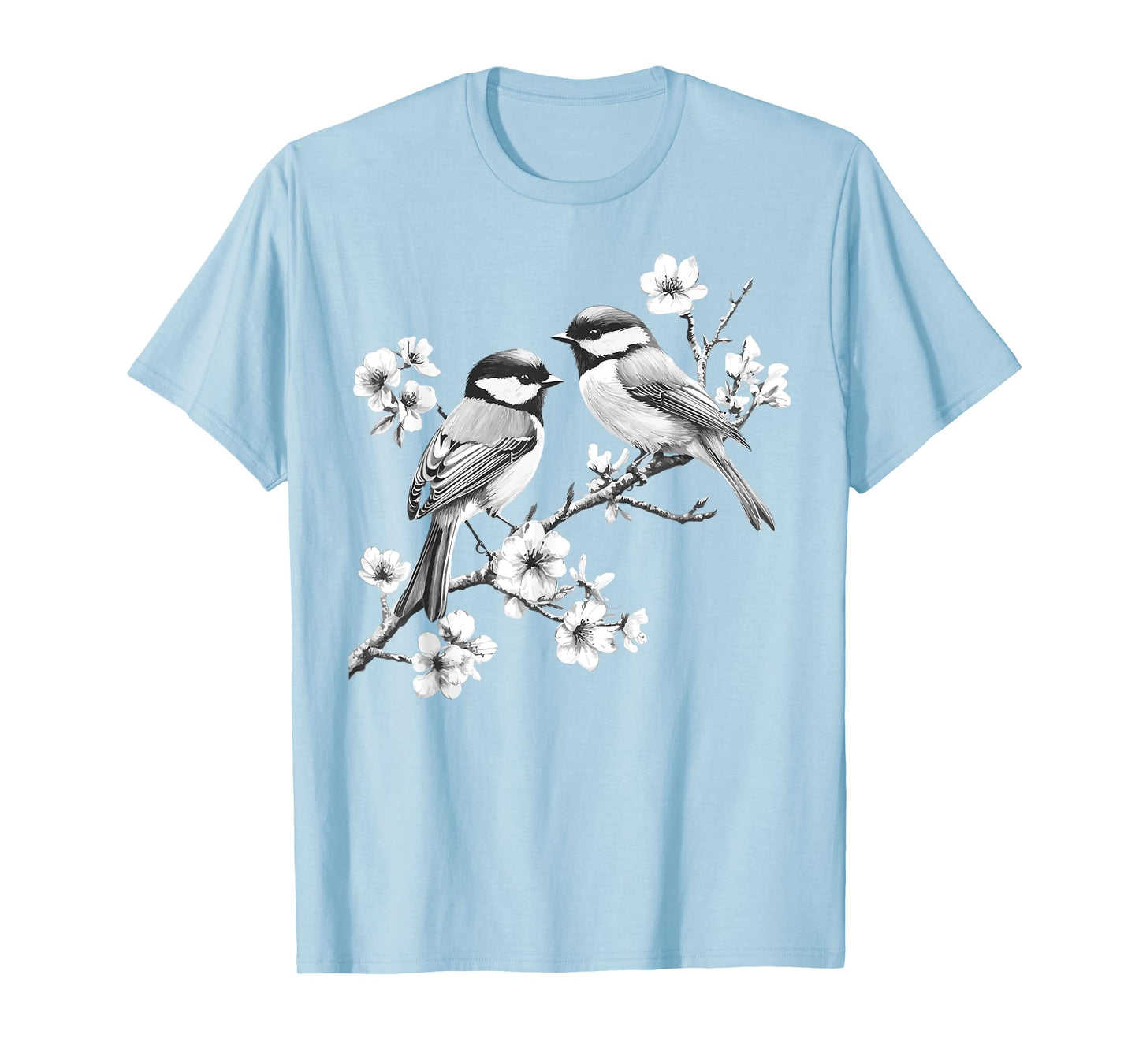 Cute Chickadee Design Blossoms Black-Capped Chickadees T-Shirt