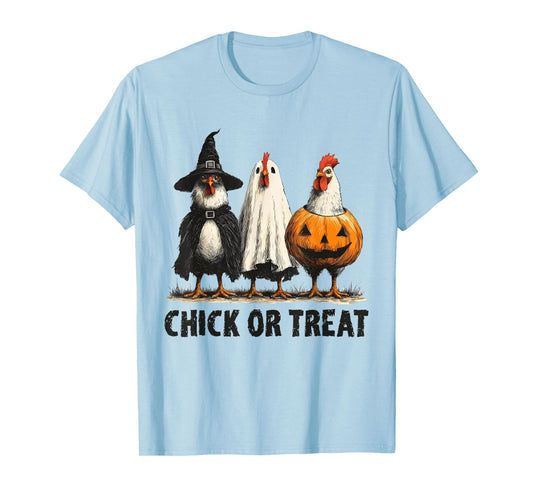Halloween Chick Or Treat Pumpkin Spooky Witch Chicken Farmer T-Shirt
