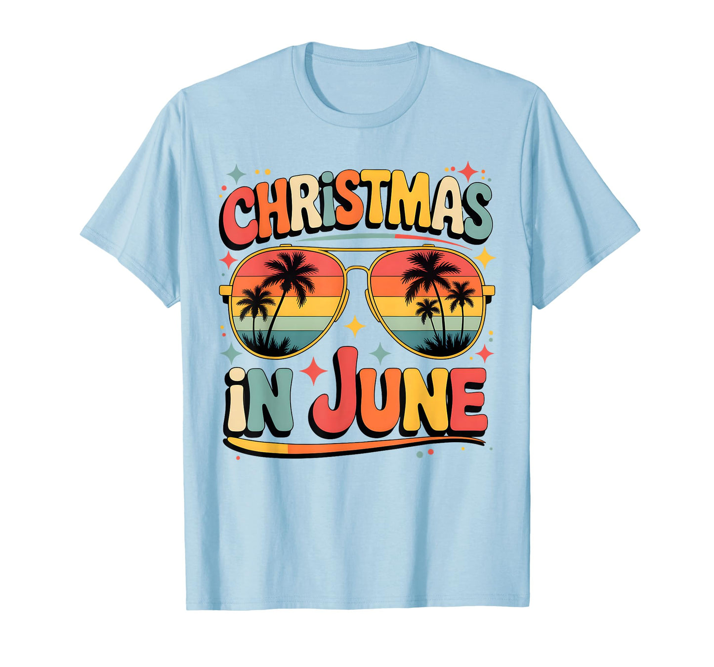 Christmas In June Sunglasses Retro Summer Vacation Xmas T-Shirt