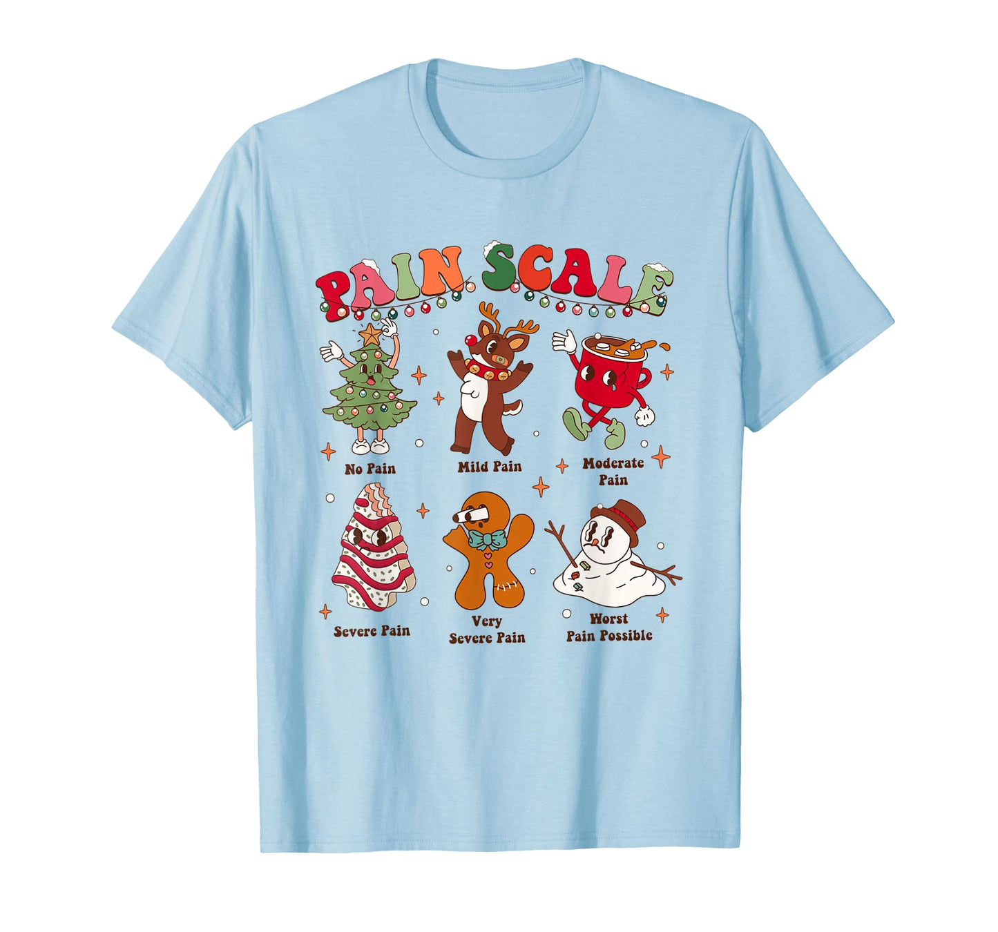 Pain Scale Retro Christmas Nurse Triage and Pain Assessment T-Shirt