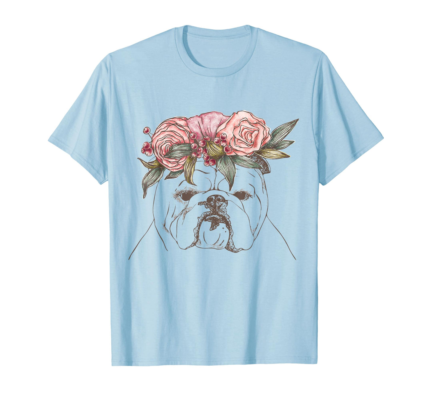 Outline with flowers English British Bulldog T-Shirt for Men Women Girls Kids