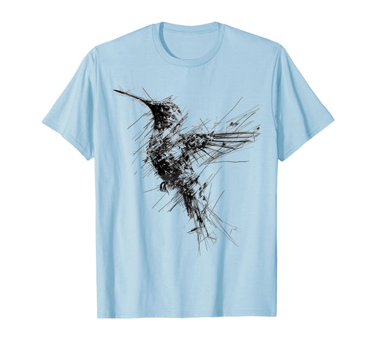 Hummingbird Art Drawing Animal Abstract Graphic Hummingbird T-Shirt