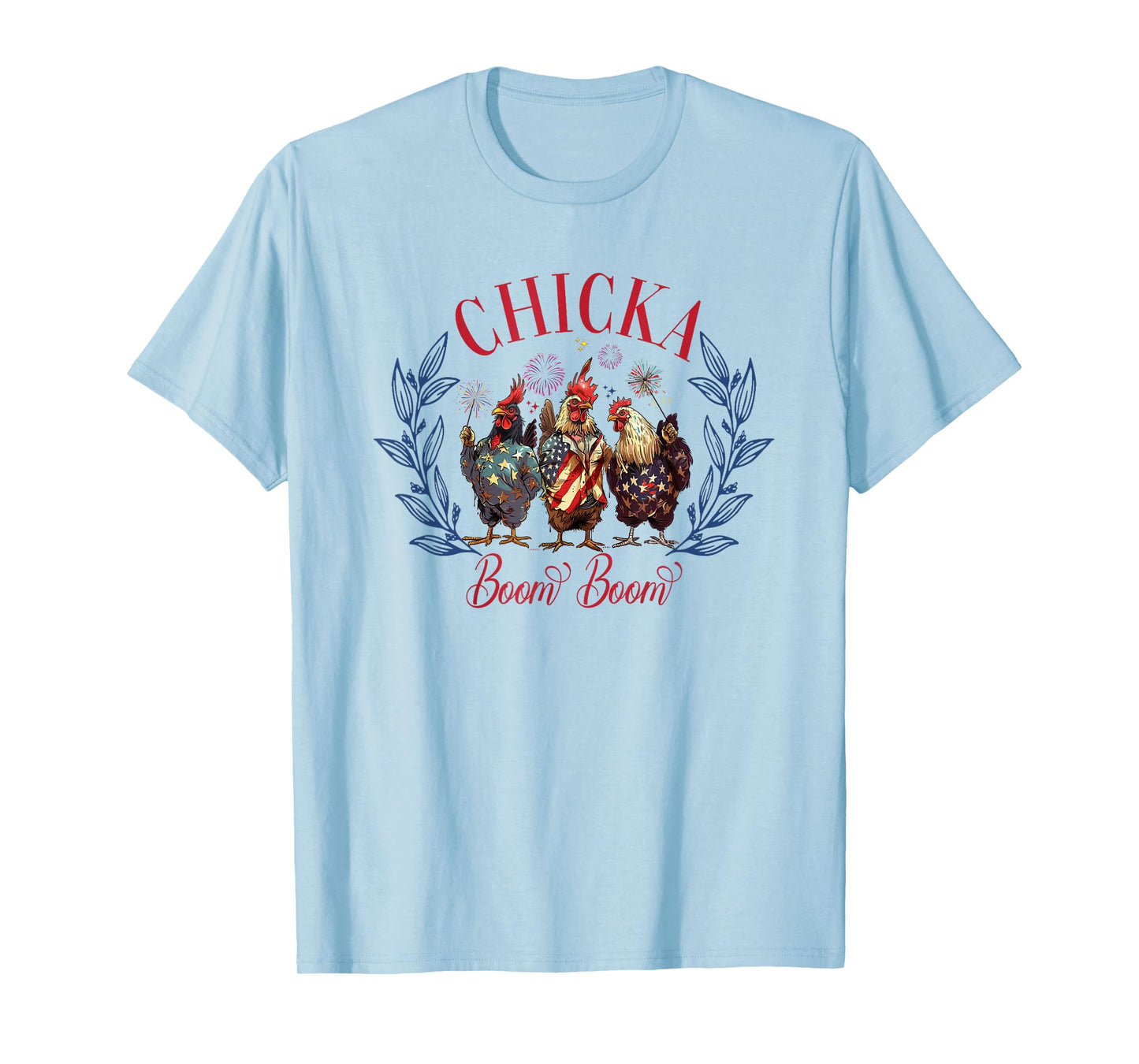 Chicka Boom Boom Cute Chicken Retro 4th of July America T-Shirt