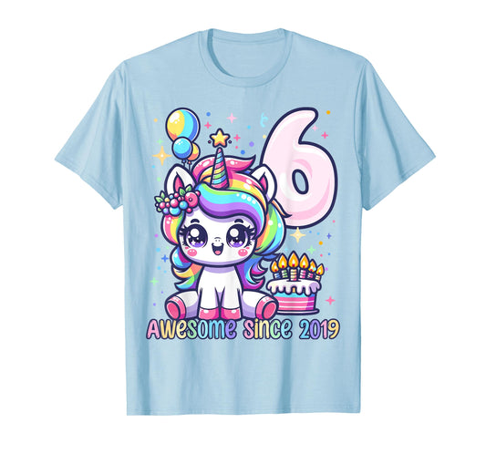 Unicorn 6th Birthday 6 Year Old Unicorn Party Girls Outfit T-Shirt