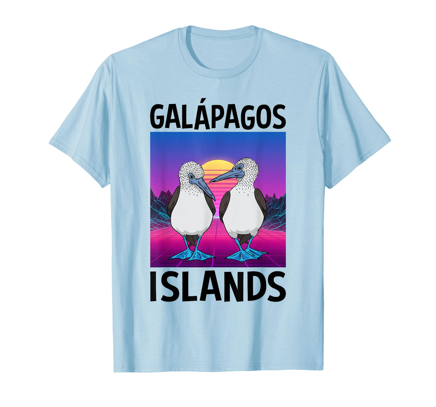 Vaporwave Seabirds Blue-footed Booby Bird Galapagos Islands T-Shirt