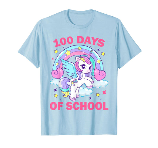 100 Days of School Rainbow Unicorn Girls 100th Day of School T-Shirt